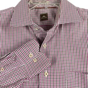 Men's Peter Millar Light Purple &‎ Brown Plaid 100% Cotton Button Down XL 0076